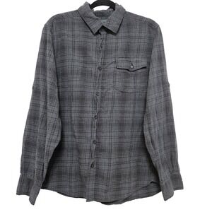 Woolrich Modern Fit Grey Plaid Flannel Men Large Gorpcore Grunge Cotton Skater